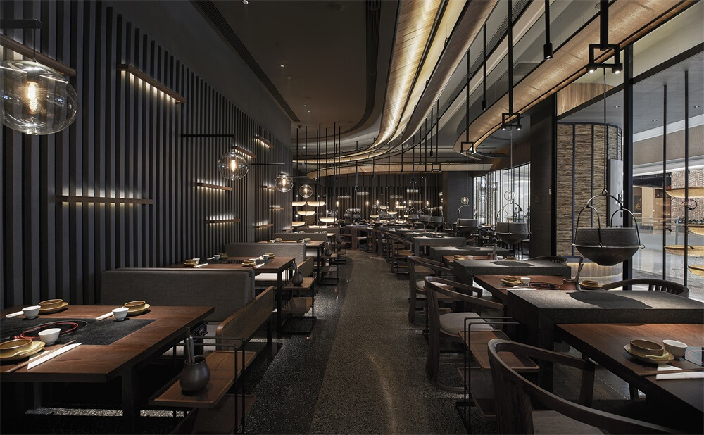 翹腳牛肉火鍋店裝修—盡膳口福餐廳設計案例(圖8)